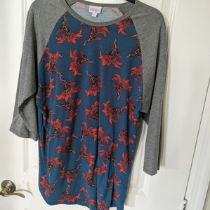 Lula Roe Baseball 3/4 sleeve t-shirt size XL